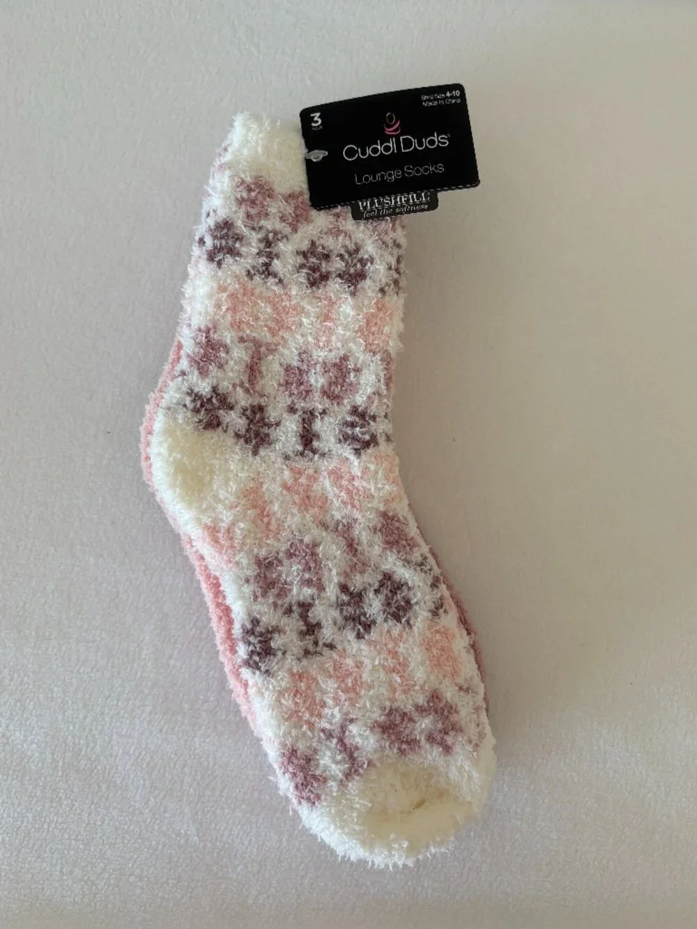 NWT - Cuddl Duds Plushfill Lounge Socks - 3 Pk - Snowflakes
